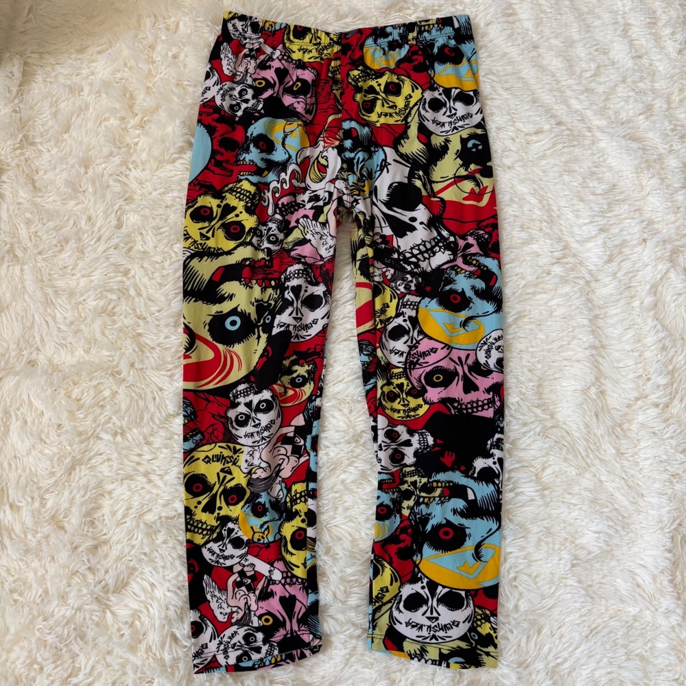 Royal Bones Daang Goodman Multi-Color Skull Graphic Leggings Punk Goth Pants